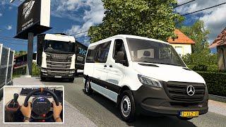 Mercedes Benz Sprinter Tourer on Narrow Roads - Euro Truck Simulator 2 | Steering Wheel Gameplay