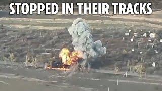 Russian tanks & war trucks wiped out in just 15 minutes as Ukraine launches wave of targeted strikes