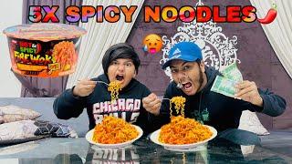 5x spicy Noodles challenge with Ali || challenge gone wrong || Kon jeeta?||