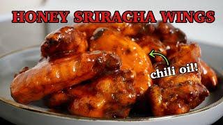 Spicy and Sticky Honey Sriracha Chili Oil Wings Recipe // Game Day Wings Made in an Air Fryer