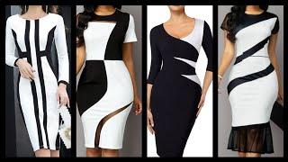 hottest Bodycon black & white office wear dresses collection for business women and girls