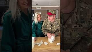 Soldier comes home to surprise pregnancy reveal ️