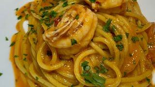 Spaghetti con crema di Gamberi  #chefziopietro #gamberoni #ricettafacileeveloce