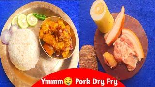 Pork dry fry with taro roots/ pork fry recipe