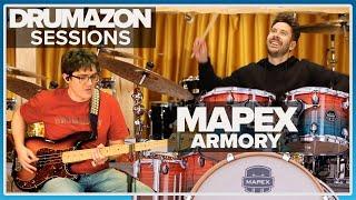 Mapex Armory Drum Kit, Garnet Ocean, Audio Demo Video By Drumazon with Tom Head Comparison