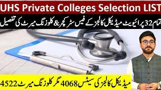 UHS College-Wise Selection List 2024-2025 | Fee Structure of all 32 medical colleges