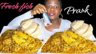 I PRANKED MY HUSBAND WITH FRESH FISH ASMR OAT FUFU AND EGUSI SOUP AFRICAN FOOD MUKBANG