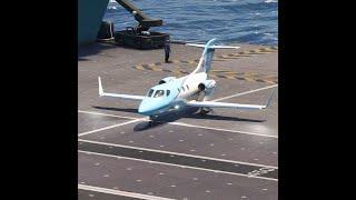 Great Pilot Honda HA 420 HondaJet Light Blue Takes Off from Aircraft Carrier