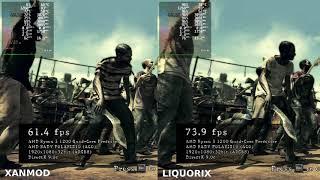 Resident Evil 5 WINE/DXVK - Liquorix Vs Xanmod Kernel Benchmark