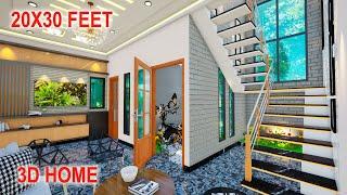 Small house design with 2 bedrooms | 20*30 duplex house design | 600 sqft house plans