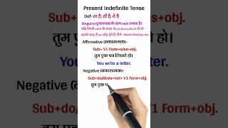 Present Indefinite Tense | Do Does का प्रयोग | With examples in Hindi #englishgrammar#tense #shorts