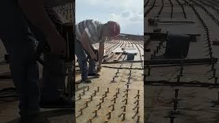 Welding the shear studs to the steel structure #amazing #satisfying