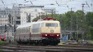 Br 103 (103 245-7) zieht ihren "IC der 1980er Jahre" aus Mannheim Hbf 