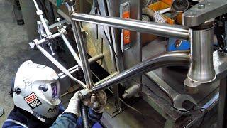 Process of making handmade stainless steel bicycle. Korean bike factory