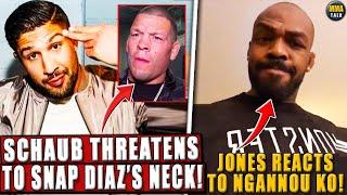 Brendan Schaub THREATENS to 'SNAP' Nate Diaz's neck! Jones REACTS to Ngannou's KO! NEW Angle of KO!