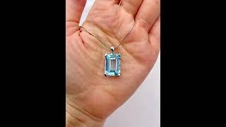 Solid 925 Sterling Silver Blue Topaz Gemstone Pendant Engagement Party Wear Jewelry for Girls