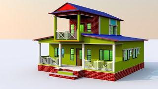 New Style Tin Shade Home Design | Village House Design #premshomeplan #tinsethomeplan #3dhouseplan