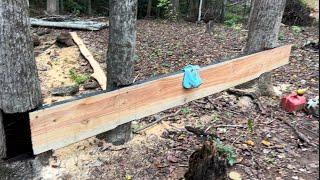 Cabin WorkShop Build - First Two Beams of The Foundation