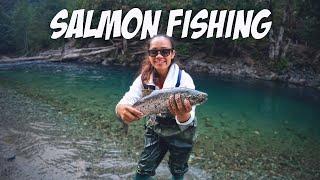 Fishing CLEAR WATER River for SALMON!