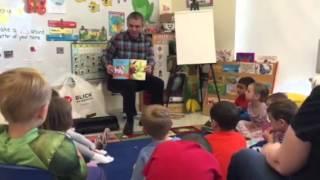 Sam Valentino reads to students at Westwood Integrated Preschool