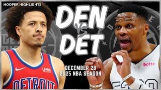 Denver Nuggets vs Detroit Pistons Full Game Highlights | Dec 28 | 2025 NBA Season