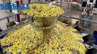 Samfull gusset bag vffs form fill seal packaging machine for snacks chips french fries corn stick