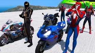 ️️ Parkour + sportbikes + six Spider-Men = epic chaos! Spiderman-motorcycle GTA V mod