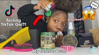 Doing my famous bun using TikToks VIRAL GEL on 4c Hair