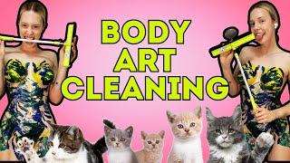 Cleaning Haul [4K USA Housewife]Body art suit How to clean a Shower without cloth? Try On Haul