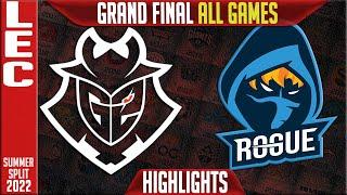 G2 vs RGE Highlights ALL GAMES | Playoffs Grand Final LEC Summer 2022 | G2 Esports vs Rogue