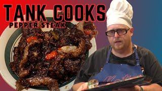 Tank Cooks Pepper Steak Stir Fry