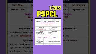 pspcl recruitment 2022 || pspcl apprenticeship 2023 || #shorts #reels #new