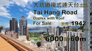 大坑道特色單位 複式連天台 出售6000萬1942sqft For Sale 60m Duplex With Roof Tai Hang Road