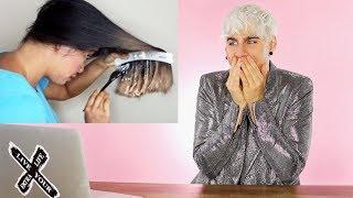 HAIRDRESSER REACTS TO DIY BOX DYE OMBRE FAILS! |bradmondo