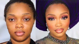 NIGERIAN BRIDAL MAKEUP AND GELE TRANSFORMATION TUTORIAL