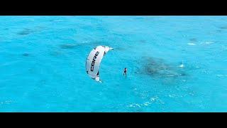 Bird's eye view Kitefoiling on Bonefish Bay, San Salvador, The Bahamas