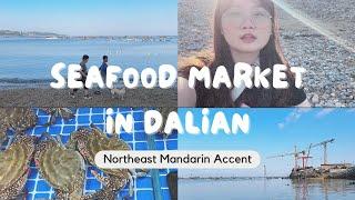 【Mandarin Dialect Accent Challenge】｜Seafood Market in Dalian｜大连海鲜市场｜Vlog in Chinese｜Listening