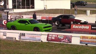 89 Mustang w/ 2.3L SVO Motor vs Hellcat 1/4 Mile Drag Racing