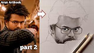 The GOAT Vijay Drawing Easy Step By Step / Thalapathy Drawing Simple / Arun ArtBook