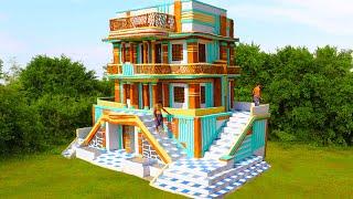 [Full Video] Amazing Design! Building Creative 4-Story Mud Villa House By Ancient Skills