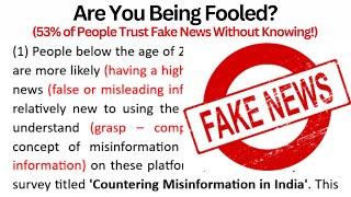 Fake News | Comprehension Passage | Reading Comprehension | Passage Reading | Paragraph