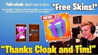 Tfue COLLECTS HIS NEW GIFTED SKINS! (Gifts from cLoak and TimTheTatman) - Fortnite Best Moments