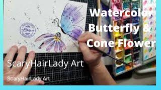 229  Watercolor Butterfly & Wild Cone Flower Tutorial