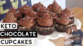 Almond Flour Keto Chocolate Cupcakes With Chocolate Frosting