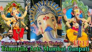 Trimurthi Arts Mumbai Ganpati 2023 EP17 | Dhoti & Kundan Work Update | Big Ganesha Idols Making