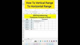 Transpose Formula in Excel | How To Vertical Range To Horizontal Range in Excel #transpose #excel