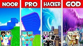 Minecraft - NOOB vs PRO vs HACKER vs GOD : FAMILY TSUNAMI in Minecraft Animation