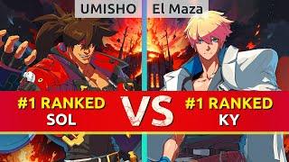 GGST ▰ UMISHO (#1 Ranked Sol) vs El Maza | Dany (#1 Ranked Ky). High Level Gameplay