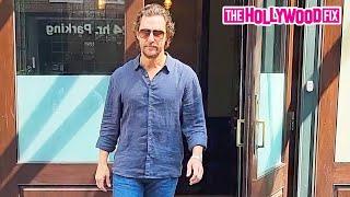 Matthew McConaughey From 'Dazed & Confused' Signs Autographs For Fans While Leaving His Hotel In NY