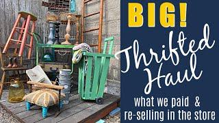 Big Thrift Store & furniture Haul, stocking the Store, buying & reselling vintage goods! AND KACHA!